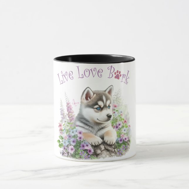 Husky Dog Mum Floral Mug (Center)