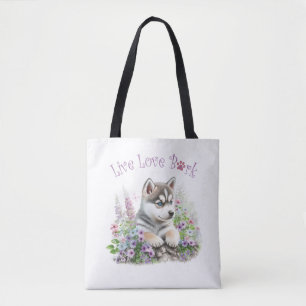 Husky Dog Mum Floral Tote Bag