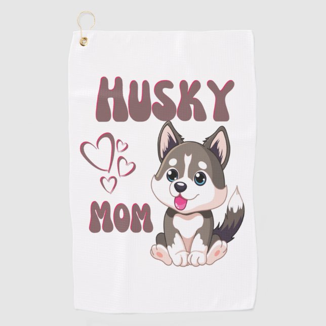Husky Dog Mum Kawaii Puppy Cute Funny design  Golf Towel (Front)
