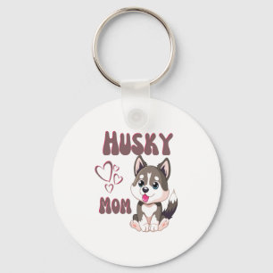 Husky Dog Mum Kawaii Puppy Cute Funny design Key Ring