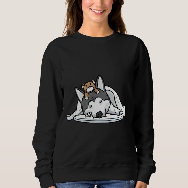 Husky Dog Official Sleeping  Pajama Siberian Sweatshirt (Front)