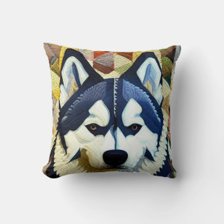 Husky Dog Patchwork Quilt by kedoki Cushion