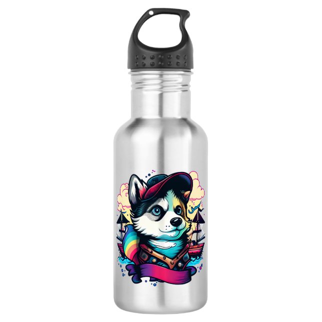 Husky Dog Pirate 710 Ml Water Bottle (Front)