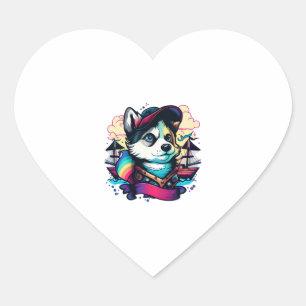 Husky Dog Pirate Heart Sticker