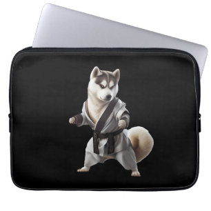 Husky Dog Play Karate, Karate Champion Husky Dog Laptop Sleeve