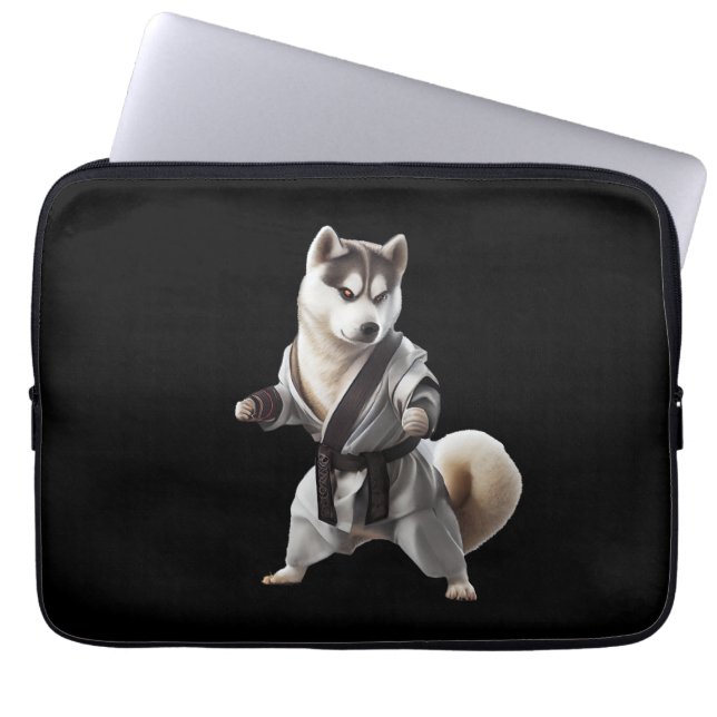 Husky Dog Play Karate, Karate Champion Husky Dog Laptop Sleeve (Front)
