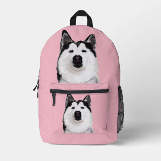 Husky Dog Portrait Round Eraser Printed Backpack