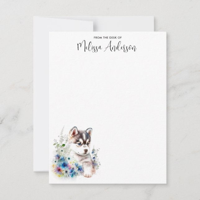Husky Dog Puppy Watercolor Cute Personalised  Card (Front)