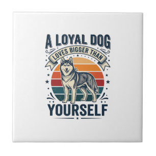 Husky Dog Quote Vintage Engraving Pet Lover Design Ceramic Tile