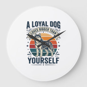 Husky Dog Quote Vintage Engraving Pet Lover Design Large Clock