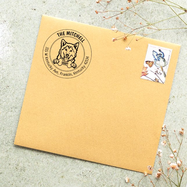 Husky Dog Return Address Family Rubber Stamp (Creator Uploaded)