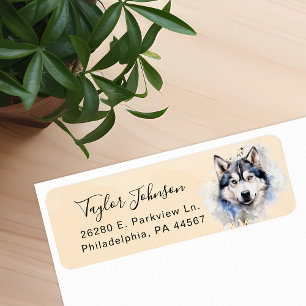 Husky Dog Return Address Label