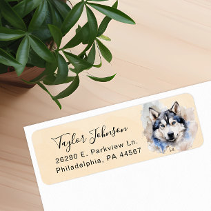 Husky Dog Return Address Label