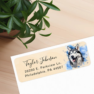 Husky Dog Return Address Label