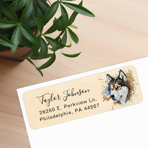 Husky Dog Return Address Label