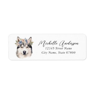 Husky Dog Return Address Labels