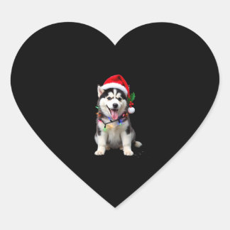 Husky Dog Santa Hat Christmas Tree Xmas Gifts For  Heart Sticker