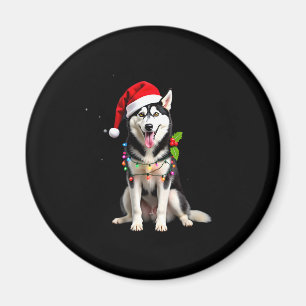 Husky Dog Santa Hat Christmas Tree Xmas Gifts For Magnet