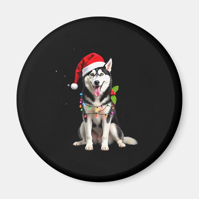 Husky Dog Santa Hat Christmas Tree Xmas Gifts For  Magnet (Front)
