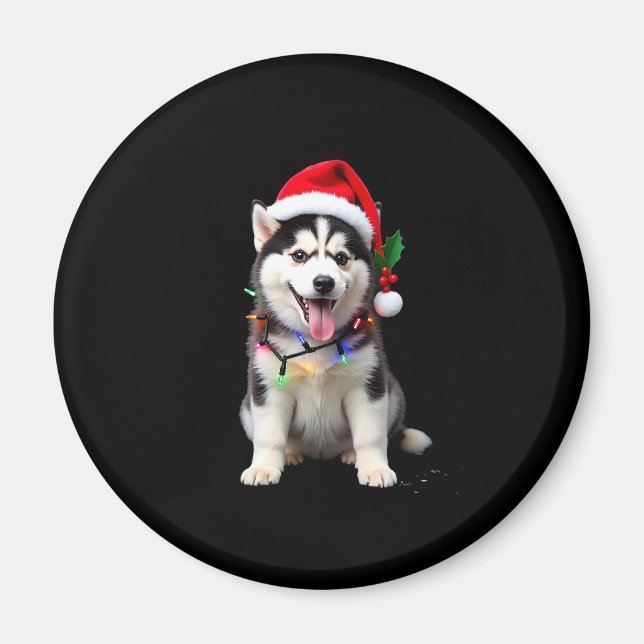Husky Dog Santa Hat Christmas Tree Xmas Gifts For  Magnet (Front)