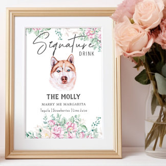 Husky Dog Signature Drink Sign
