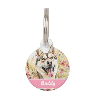 Husky Dog Tag – Custom Pet ID Watercolor