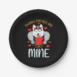 Husky Dog Thanks For Being Mine Paper Plate