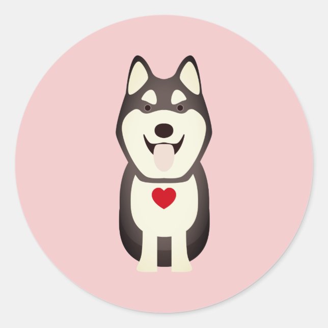 Husky Dog Valentine, Valentine's Day Husky Classic Round Sticker (Front)