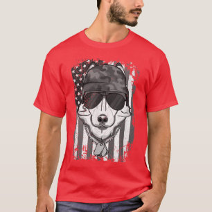 Husky Dog Veteran 4th of July T-Shirt