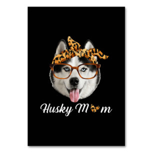 Husky Dog Wearing Headband Dog Day Gift Table Number