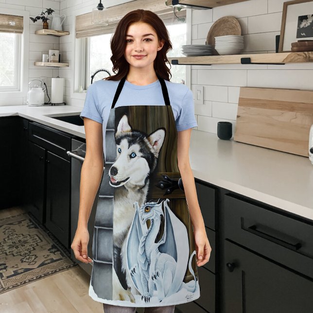 Husky Dog White Dragon Adventure Apron (Creator Uploaded)