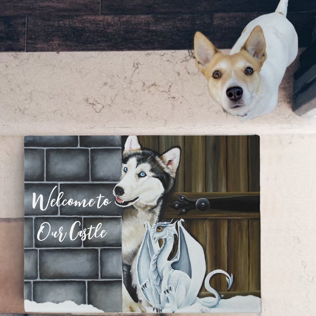 Husky Dog White Dragon Adventure Doormat (Creator Uploaded)