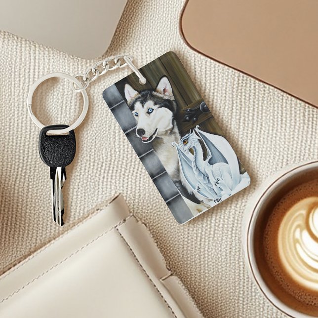 Husky Dog White Dragon Adventure Key Ring (Creator Uploaded)