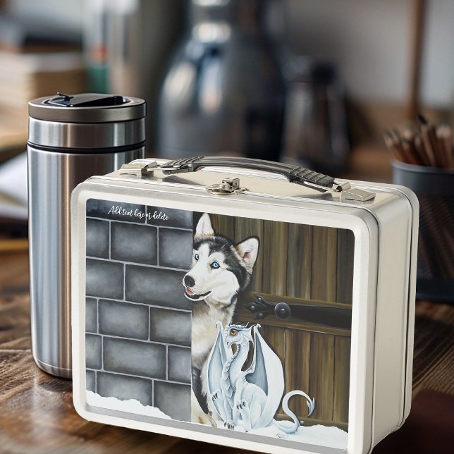 Husky Dog White Dragon Adventure Metal Lunch Box (Creator Uploaded)