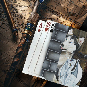 Husky Dog White Dragon Adventure Playing Cards
