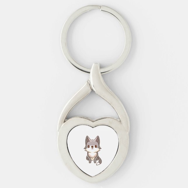 Husky Dog Wolfhound Key Ring (Front)
