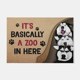 Husky Dogs Mat, It's Basically A Zoo In Here Doormat