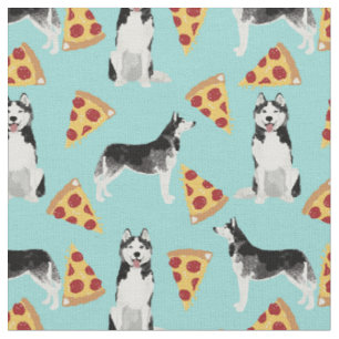 Husky dogs pizza lover light blue fabric