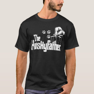 Husky-father Dog Dad Puppy Paw Print Funny Animal T-Shirt
