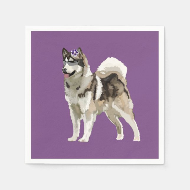 Husky Flower Purple  Napkins (Front)