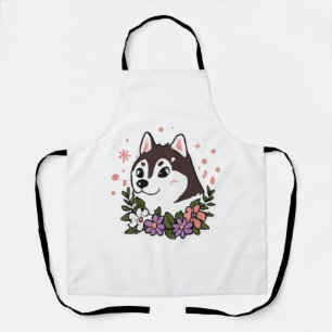 Husky Flowers Dog Lover Malamute Apron