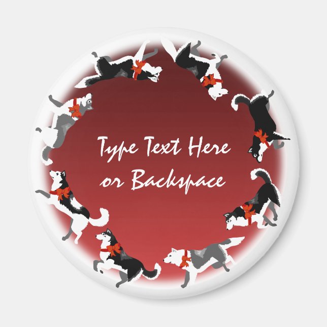 Husky Fridge Magnet Christmas Sled Dog Magnet (Front)