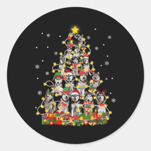 Husky   Funny Siberian Husky Santa Hat Christmas Classic Round Sticker
