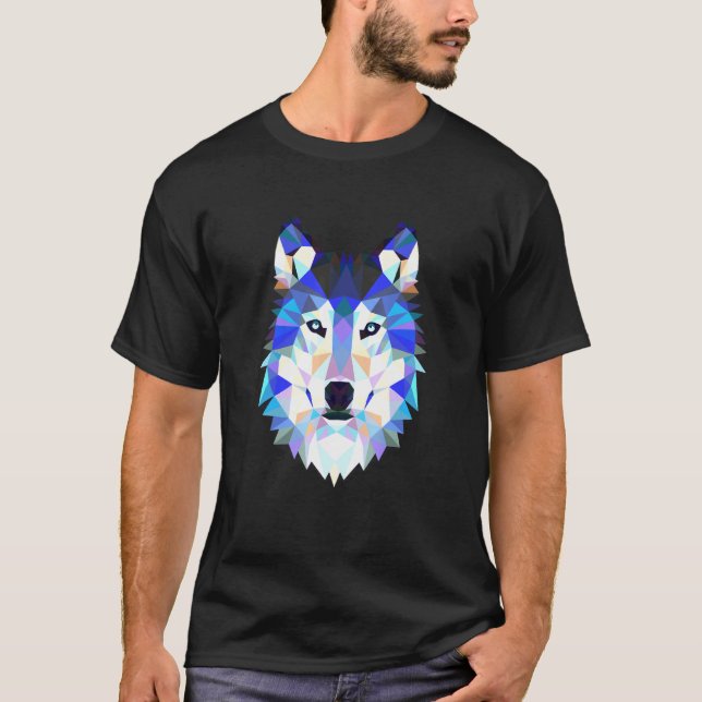 Husky Geometric Polygonal Wolf T-Shirt (Front)
