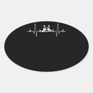 Husky Gift   Cool Siberian Husky Heartbeat Oval Sticker