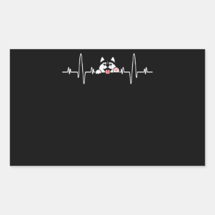 Husky Gift Cool Siberian Husky Heartbeat Rectangular Sticker