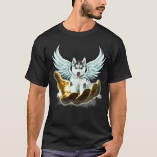 Husky Golden Hand Heaven Wings Angel Guardian Dogs T-Shirt