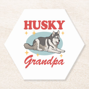 Husky Grandpa Dog Owner Siberian Husky Paper Coaster