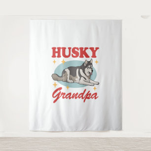 Husky Grandpa Dog Owner Siberian Husky Tapestry