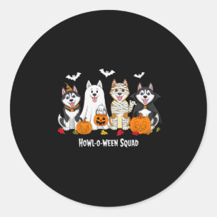Husky Halloween Howl O Ween Squad  Classic Round Sticker